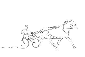 jockey thoroughbred horse racing equipment harness sport lifestyle one line art design vector