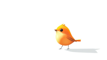 Cute orange bird on a white isolated background transparent background