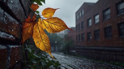 Obraz premium autumn leaves on the street