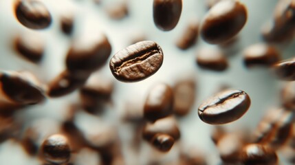 Floating Coffee Beans in Artistic Double Exposure Effect