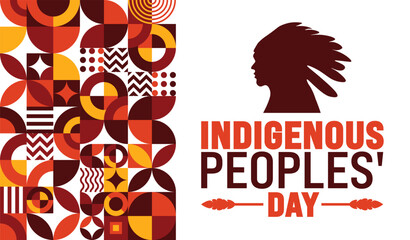 Indigenous peoples' Day geometric shape pattern background or banner design template is observed every year in October. Holiday concept. Template for card, poster, placard, template. eps 10