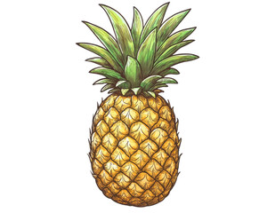 Fototapeta premium Pineapple, white isolate background transparent background