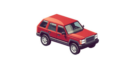Red SUV, white isolate background transparent background