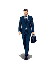 Detailed flat vector people and illustration, man with executive outfit