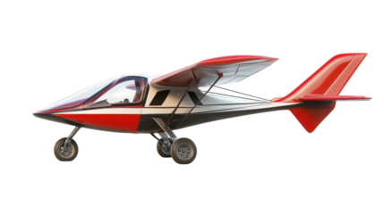 Sporty aircraft with red accents, isolated. transparent background