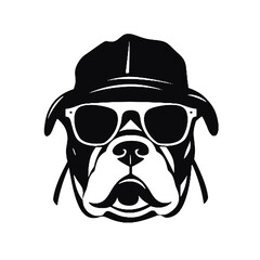 Image the portrait of a bulldog in the glasses. Vector illustration