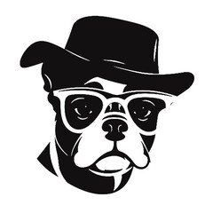 Image the portrait of a bulldog in the glasses. Vector illustration