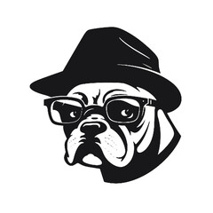 Image the portrait of a bulldog in the glasses. Vector illustration