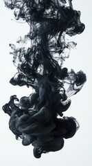 Black ink swirling in water, white isolate background