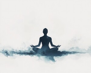 Calm figure meditating, serene atmosphere.