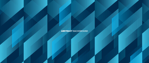Shape A blue abstract parallelogram with a futuristic concept background. Regular sloping lines create a dynamic petern. Color gradient banner template, wallpaper, brochure, web banner.	