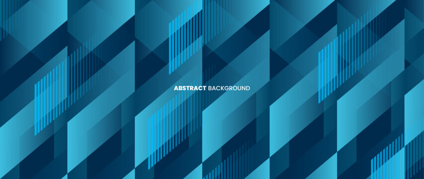 Shape A blue abstract parallelogram with a futuristic concept background. Regular sloping lines create a dynamic petern. Color gradient banner template, wallpaper, brochure, web banner.	
