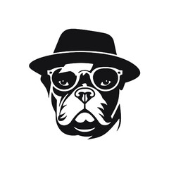 Image the portrait of a bulldog in the glasses. Vector illustration