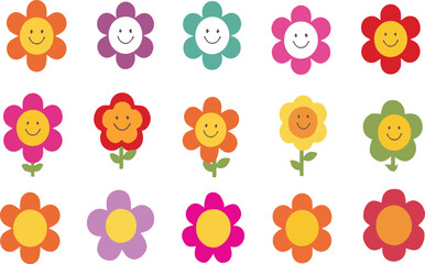 Flower icon set  vector  illustration art on a white background 