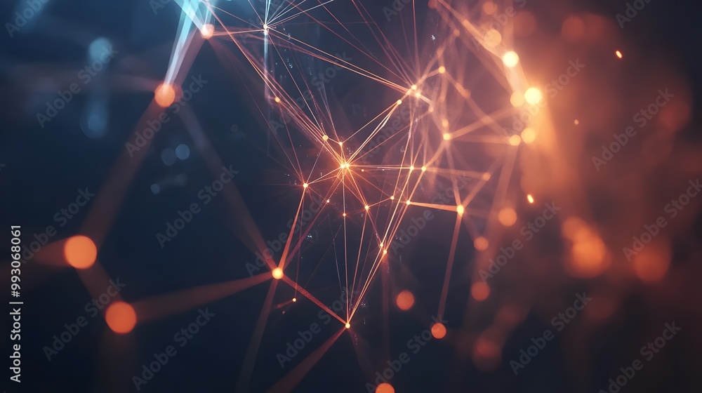 Aufkleber abstract network of glowing lines and nodes