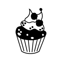 Cupcake icon vector. Cake illustration sign. Sweet symbol or logo.