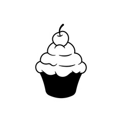 Cupcake icon vector. Cake illustration sign. Sweet symbol or logo.