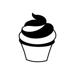 Cupcake icon vector. Cake illustration sign. Sweet symbol or logo.