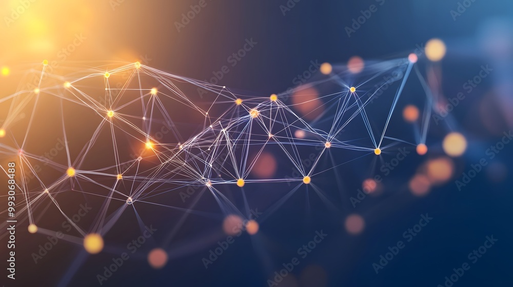Aufkleber abstract network of interconnected nodes with glowing points