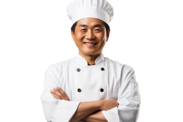Asian chef isolated on transparent background