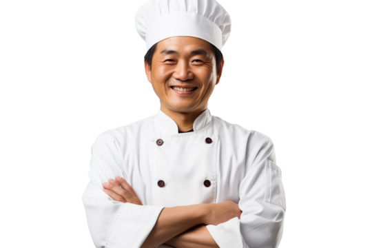 Asian chef isolated on transparent background