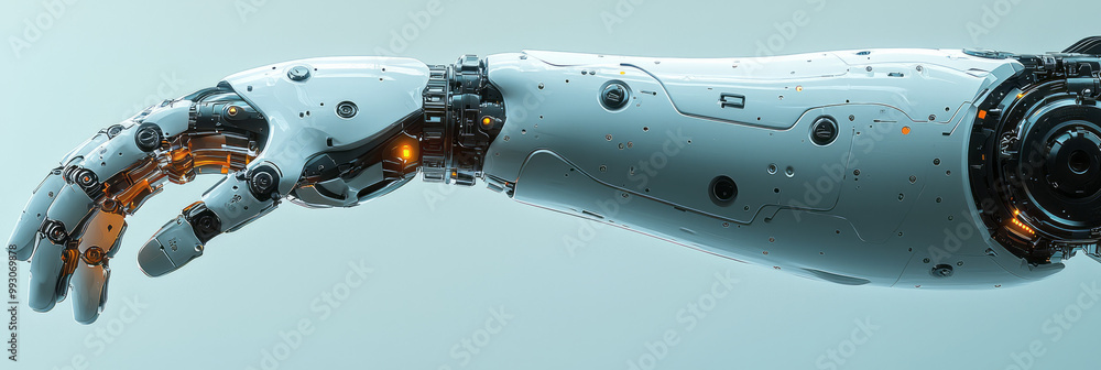 Aufkleber a futuristic robotic arm designed with mechanical precision,