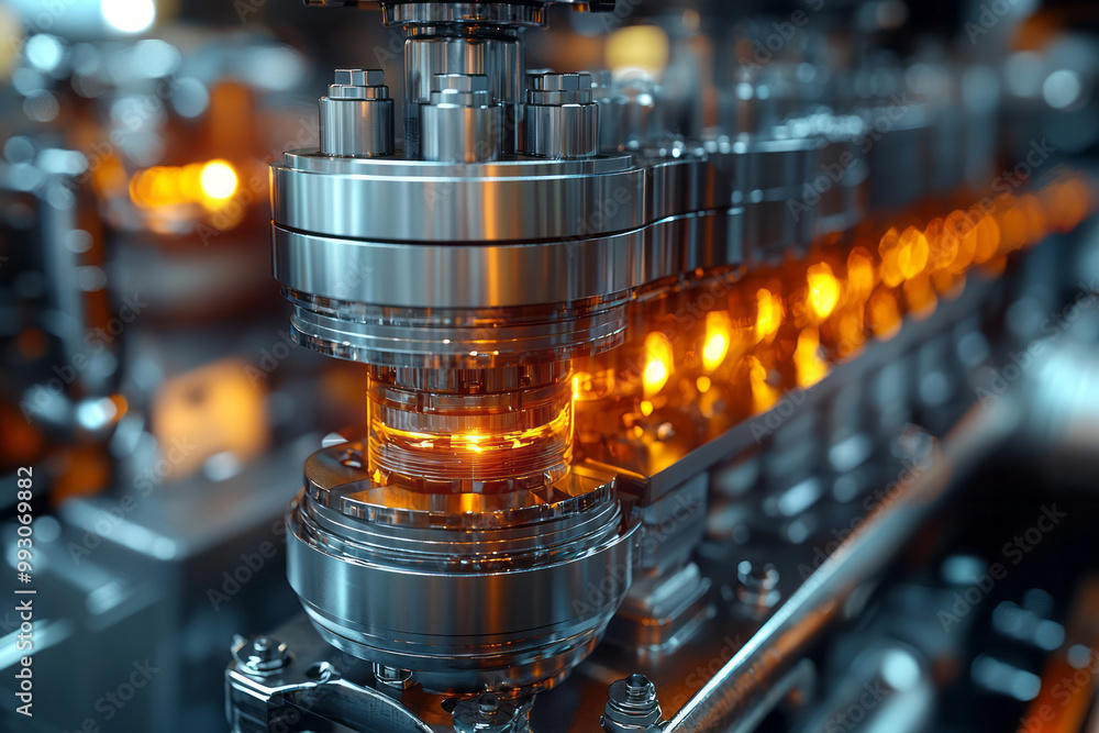 Poster A close-up view of a high-performance engine with pistons and connecting rods in motion,