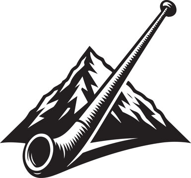 Alphorn silhouette vector icon image. on white background