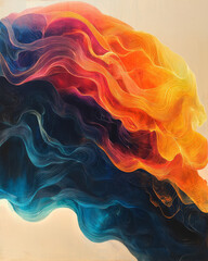 An abstract brain with multicolored light waves flowing through it,