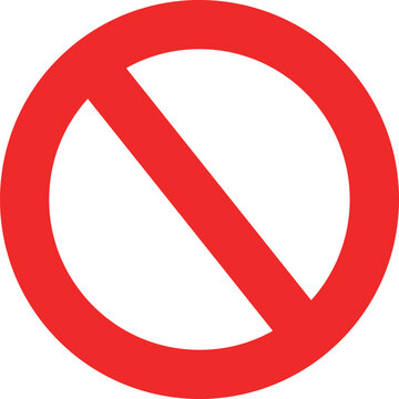 Ban Sign vector illustration, Prohibited circle sign, Ban icon isolated, Prohibition red icon, Red circle with cross line symbol. Caution frame symbol. Forbidden stop sign, Red cross symbol isolated.