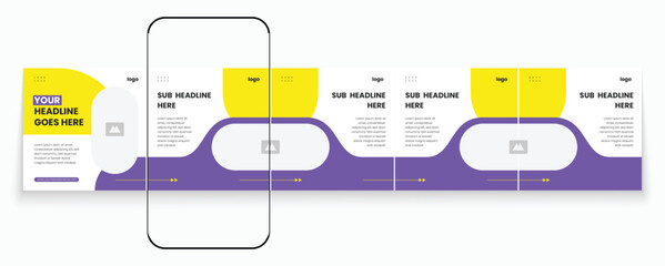 Carousel banner design with editable cellphone mockup. Cellphone carousel template post.  Marketing carousel banner template pack. Creative social media post design bundle © Tarek Digital