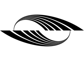 Modern vector pattern of black curved lines on a white background. Vector design element. Sporty striped pattern. Vector background. Drop