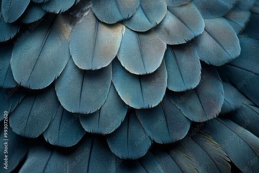 Aufkleber A macro shot of overlapping feathers from a birdâ€™s wing, with subtle shading and intricate details,