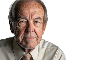 Obraz premium Close-up Portrait of a Senior Man with Gray Hair and Wrinkles
