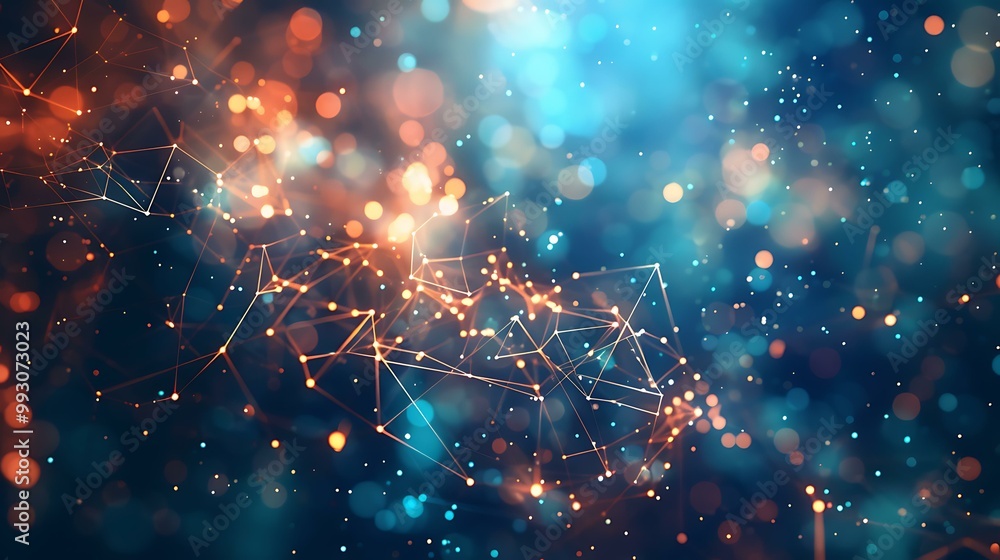 Poster global ai and big data concept with a detailed neural network, data streams, and digital security el