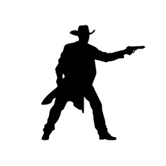 Silhouette Cowboy in Gun Fight