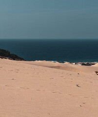 Panoramic view of Piscinas and the hotel from Ingurtosu