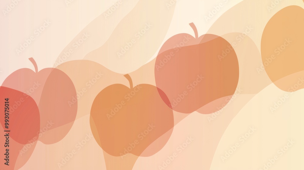 Aufkleber modern and minimalist design featuring overlapping apple silhouettes in warm orange and peach hues, 
