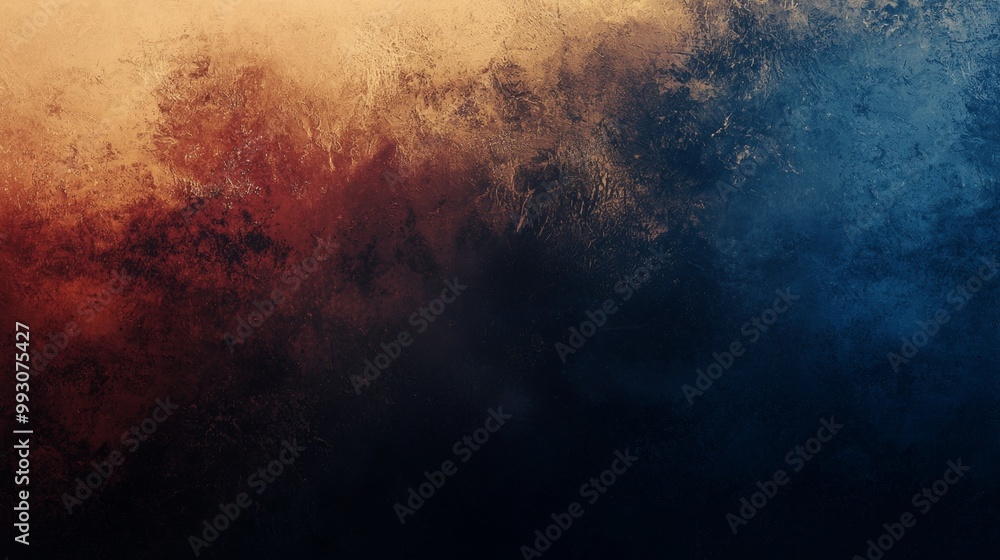 Poster Abstract grunge background featuring a textured surface with a color gradient fading from warm to cool tones. This versatile background is ideal for various design projects
