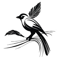 Bird , Minimalist and Simple Silhouette - Vector illustration white background