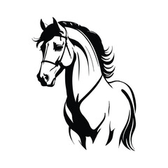 horse , Minimalist and Simple Silhouette - Vector illustration white background
