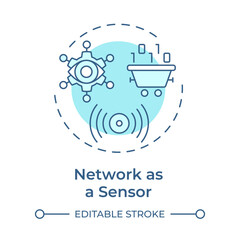 Network as sensor soft blue concept icon. 6G technology. Real-time data collection and data monitoring. Round shape line illustration. Abstract idea. Graphic design. Easy to use in article