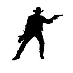 Cowboy Holding a gun - silhouette vector illustration transparent background