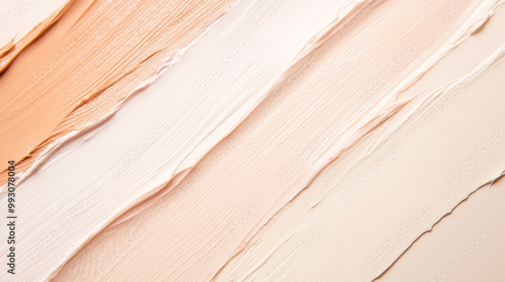 Poster liquid foundation makeup cream is spread across a light background creating smooth texture and showi