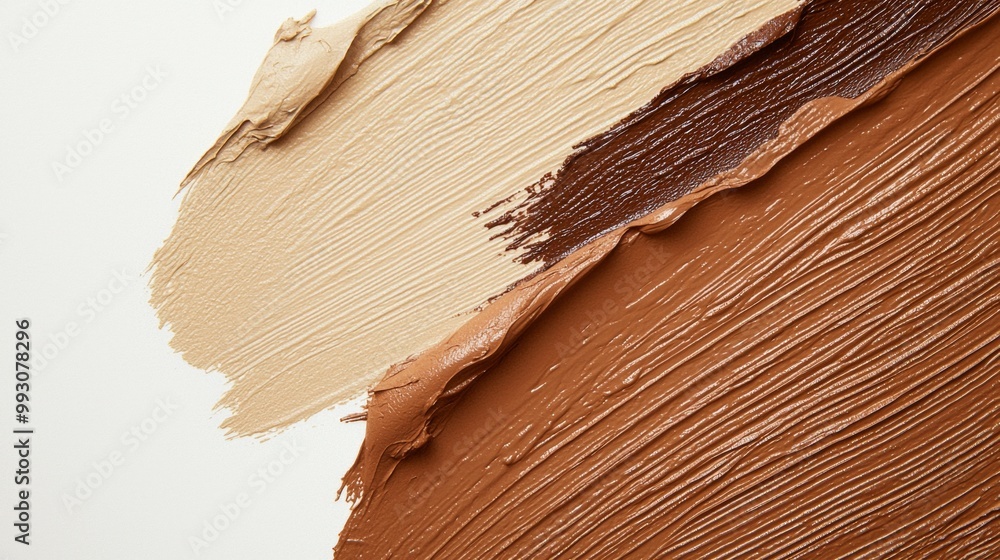 Poster three shades of foundation makeup are blended together creating an abstract design. this image would