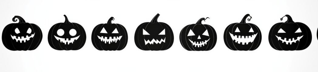Bold "Happy Halloween" Banner with Pumpkins, Bats, and Spider Web Design