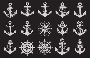 Anchors icons set. Simple set of Anchors vector icons for web design, on white background