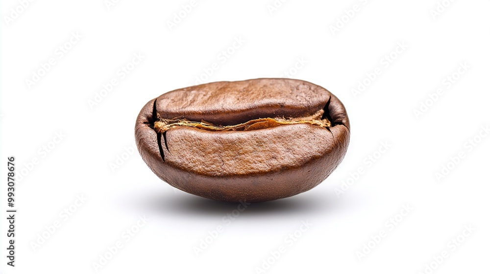 Poster a close-up image of a coffee bean on a white background with a clipping mask to the top edge