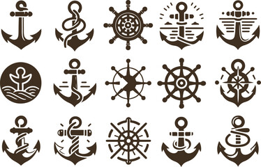 Anchors icons set. Simple set of Anchors vector icons for web design, on white background