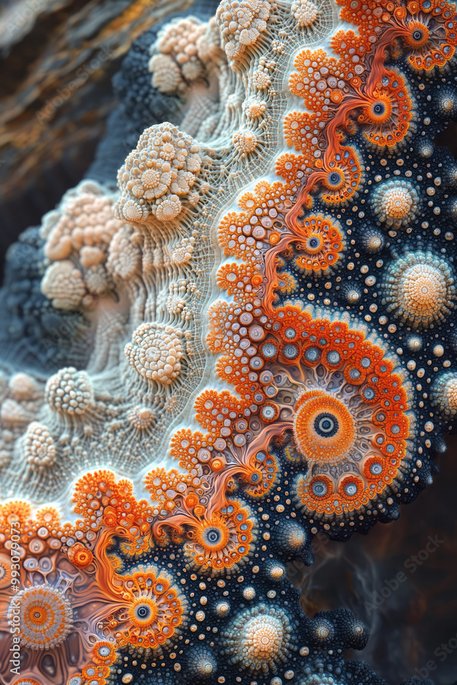 Aufkleber a detailed image of a complex fractal pattern, with infinite repeating shapes,